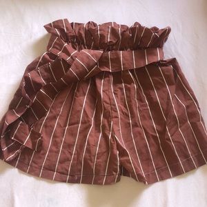 Rusty brown colored high waisted shorts